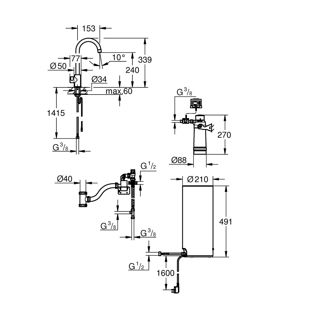 GROHE Red Mono C-tud i Krom med L Kedel