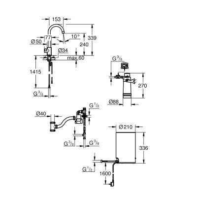 GROHE Red Mono C-tud i Krom med M kedel